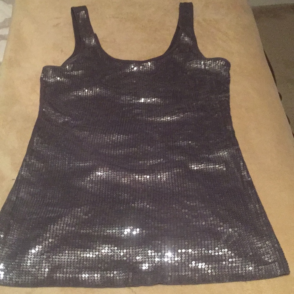 Express charcoal sequin tank top